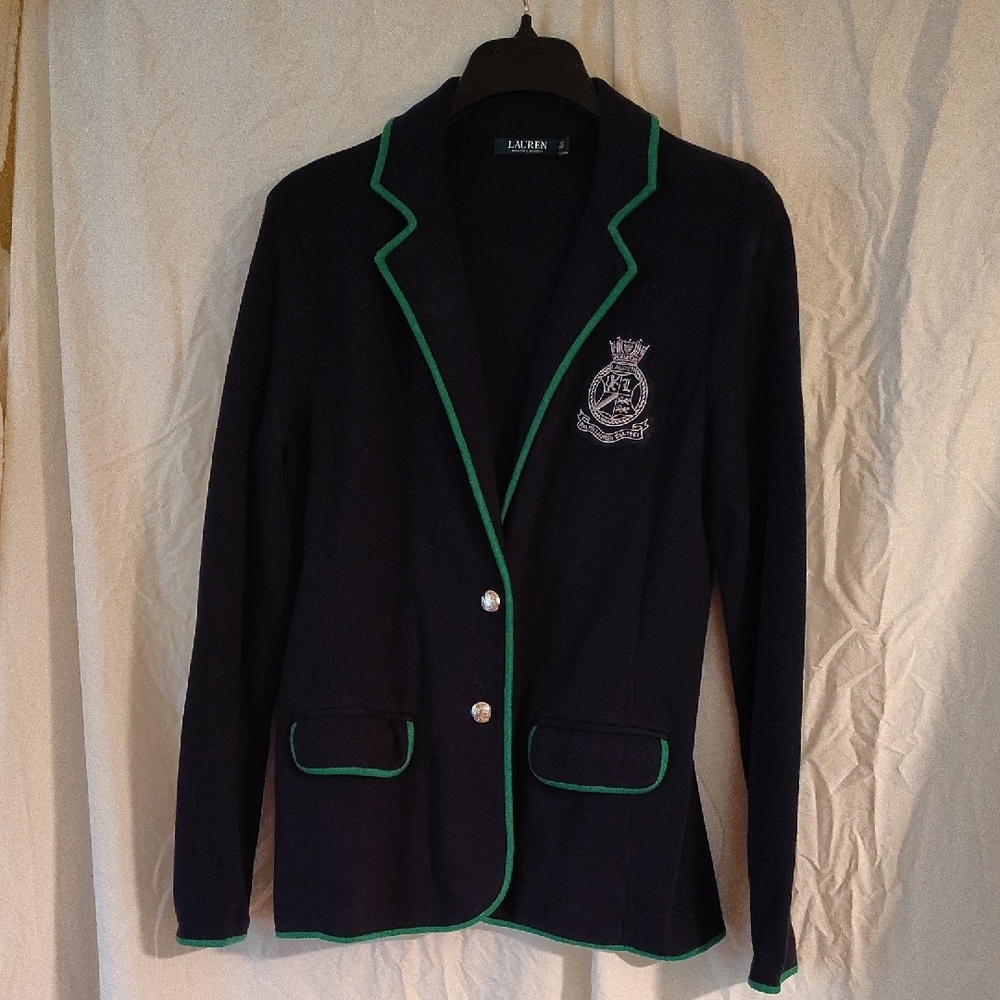 Women's Navy Blazer with Green Trim